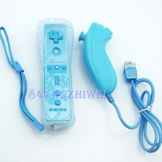   Light Blue Remote Silicon Case+Nunchuck for Nintendo Wii Game Hot Sale