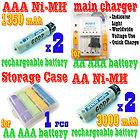 4pcs AA +AAA NiMH Rechargeable Battery + Case + Charger