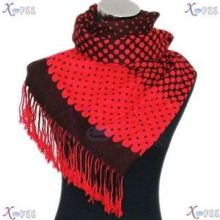 Black Red Dots Woman Accessory Twill Weave High Quality Winter Wrap 