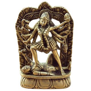 Kali Figurine Brass Religious Statues 4 x 1.5 x 6.5 inches
