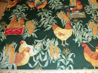 yard Farm Country Roosters Fabric