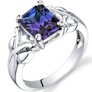 75 cts Radiant Cut Alexandrite Ring Sterling Silver Size 5 to 9