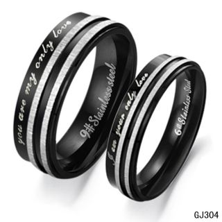   Titanium and Stainless Steel Couple Rings Jewelry with Many Sizes