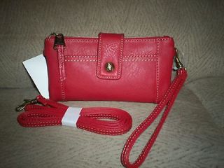NWT Relic By Fossil RED Wristlet Converts To Cross Body Bag/Wallet/Clu 
