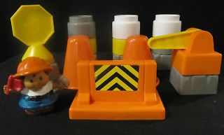 Fisher Price Little People Work Zone Construction Set Barrels Stop 