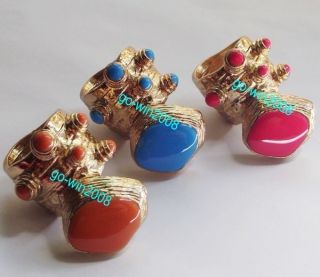   Arty Enamel Dots Ring Gold Tone Cocktail Knuckle Armour Punk Rings