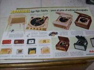   Admiral Portable, Table Radio & Phonograph Advertisement, Vintage Ad
