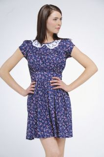 Ladies Womens Ditsy Print Peterpan Collar Dress! Latest Style! Size 8 