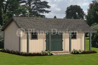   Guest House /Storage Shed with Porch Plans, Bonnet Roof Style #P81624