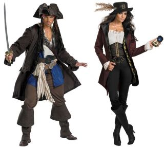   PIRATES OF CARRIBEAN CAPTAIN JACK SPARROW AND ANGELICA ADULT COSTUME