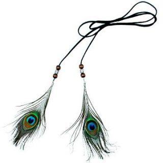 Peacock Feather Fashion Beaded Tassel Tie