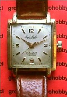   Date Automatic Rotodato Swiss Mens Watch 1953 Plaque Or Gold 20 Mic