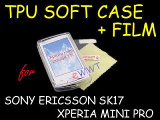 Clear Soft TPU Cover Case + Film for Sony Ericsson Xperia Mini Pro 