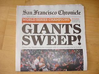   WORLD SERIES SAN FRANCISCO CHRONICLE COLLECTIBLE NEWSPAPER, 10/29/12