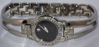   MOVADO AMOROSA 0604759 0.90 ct DIAMOND WATCH STAINLESS STEEL BLK DIAL