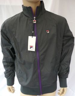 Fila Vintage Mens Light Fleece Lined Jacket Ebony Grey Sz S,M,L,XL,XXL 