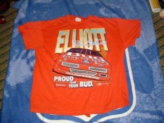 Bill Elliott Budweiser Racing vintage Shirt 1994 AUTOGRAPHES ON BACK 