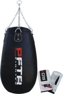 RDX Boxing Tear Drop Punch Bag Angled body MMA + Gloves