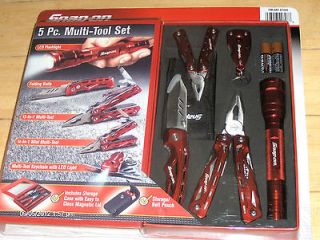   Snap On 5 Pc. Multi Function Tool Set Red + Storage Case + Belt Pouch