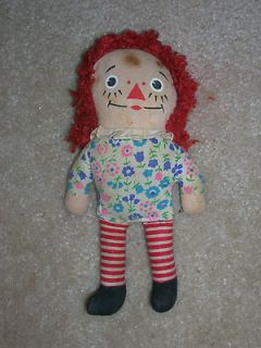 Vintage Raggedy Ann 7 stuffed Doll missing dress Stains on face