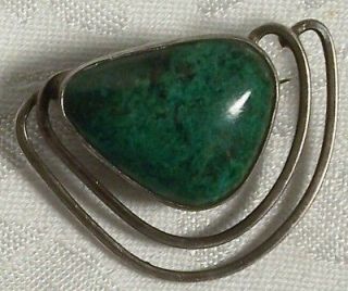   pin brooch and pendant Israel EILAT green stone, sterling silver 935