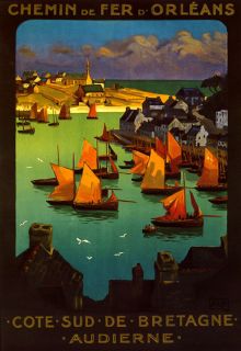 Cote de Bretagne Sailboat Boat France French Fine Vintage Poster Repo 