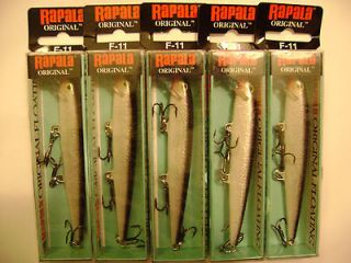 Lot of 5 Rapala Original Floating F 11 Fishing Lures S / Silver