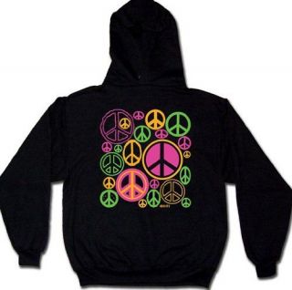 Multiple Neon Peace Symbols   Peace Love  Mens Hoodie