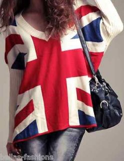 Englands Union Jack Chic Slouchy Modern Soho Sweater OS