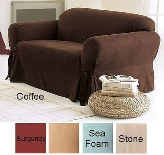 COFFEE BROWN SURE FIT SOFT MICRO SUEDE SOFA COVER SLIPCOVER
