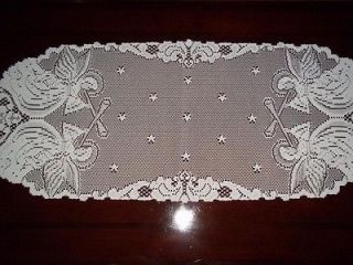 IVORY ANGELS ANGEL RUNNER TABLE CHRISTMAS WINTER 37 X 15 ILCR351