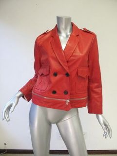 Phillip Lim Red Leather Double Breasted Jacket 8