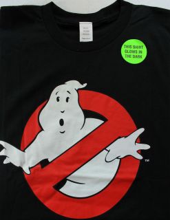 Ghostbusters Movie Logo Glow in the Dark Shirt Mens Tee Black S/L/XL 