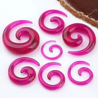 Hot Pink Acrylic Spiral Taper Flesh Tunnel Ear Plug Expander Stretcher 