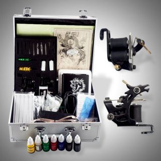   Gun Kit Needle Ink Machine Power Supply Body Art Piercing Equipment