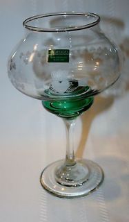   Engraved in Ireland Crystal Tealight Holder SHAMROCKS Marked on Base