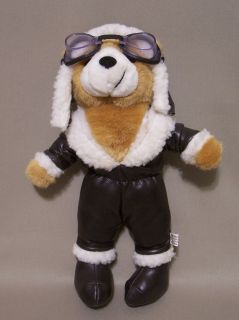 Pilot Teddy Bear Plush in Brown Flight Suit Jacket Hat & Goggles 
