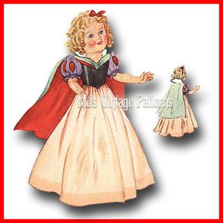   White 13 14 Shirley Temple, Patsy, Composition Doll Dress Pattern