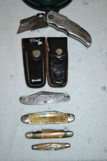   Knives ~Made in USA Lot of 4 Plus+++bonus Husky box cutter knife