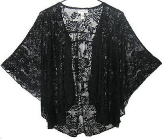 New Black Lace Open Front Cascade Angel Wing Cardigan Womens Plus Size 