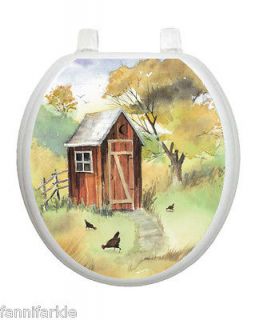 WATERCOLOR OUTHOUSE TOILET TATTOO ~ TOILET LID APPLIQUE ~ ROUND 12 x 