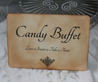 CANDY BUFFET SIGN Wedding Treat Table Vintage Style Unique Handmade 