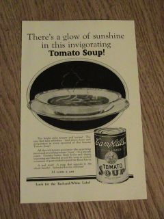 1926 advertisement CAMPBELLS CONDENSED TOMATO SOUP AD bowl can B&W 