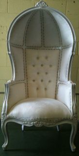 WHITE PORTERS CHAIR DOMED BONNET THRONE KING QUEEN ROCK GLAMOUR 