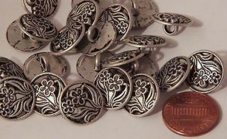 12 NEW Silver Tone Metal Pierced Floral Flower Buttons 5/8 15MM Lot 