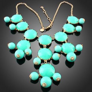 Turquoise Bubble Statement 18k gold plated fashion fancy Bib Necklace