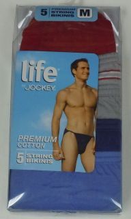 Jockey Life Mens 5 String Bikinis Underwear Medium M NEW