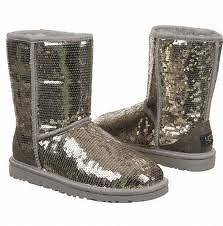 Classic Short Ugg Sparkle Women Size 6 Silver
