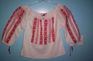 Vintage hand made embroidered UKRAINIAN Ethnic Blouse. 1960 s. Size 8 
