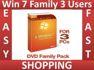   Brand New Windows 7 Home Premium Upgrade Family Pack 3 PCs 32/64 bit